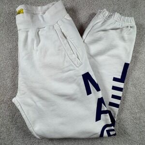 Market Mens White Graphic Logo‎ Tapered Sweatpants Joggers Medium 100% Cotton
